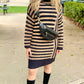 Fuzzy Stripe Sweater Dress