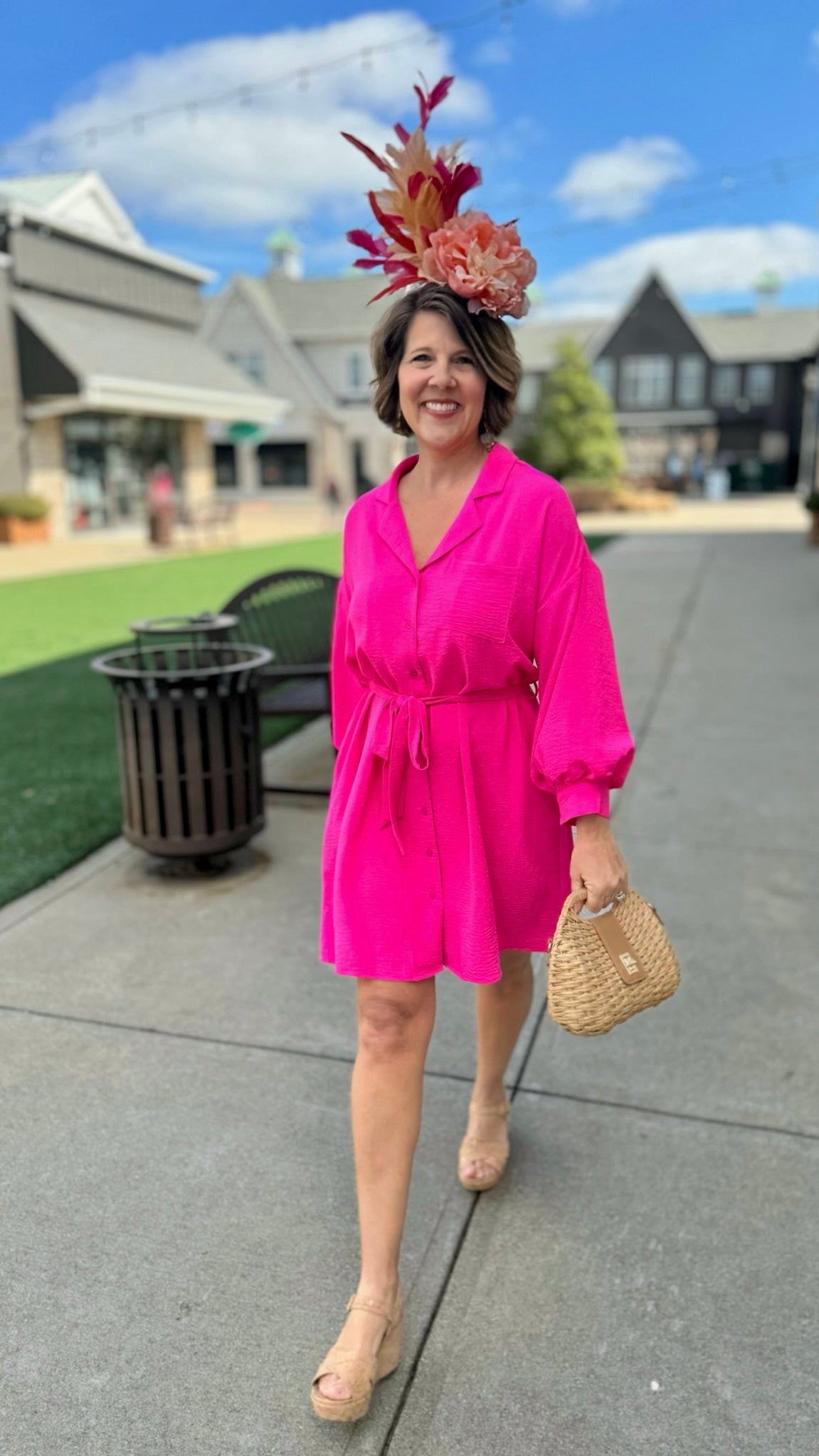 Pretty in Pink Shirt Dress - Hot Pink