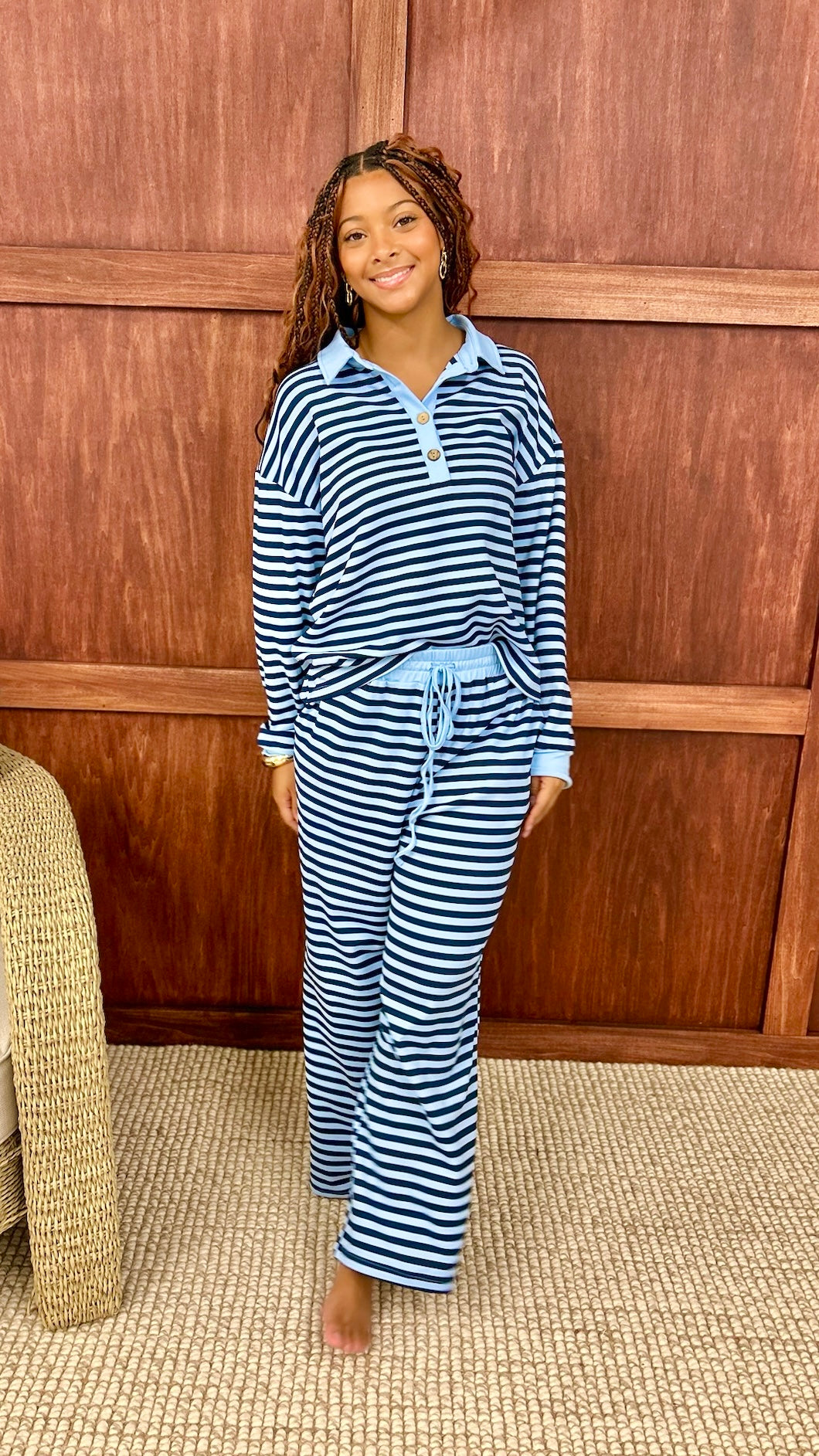 Blue & Navy Striped Pullover
