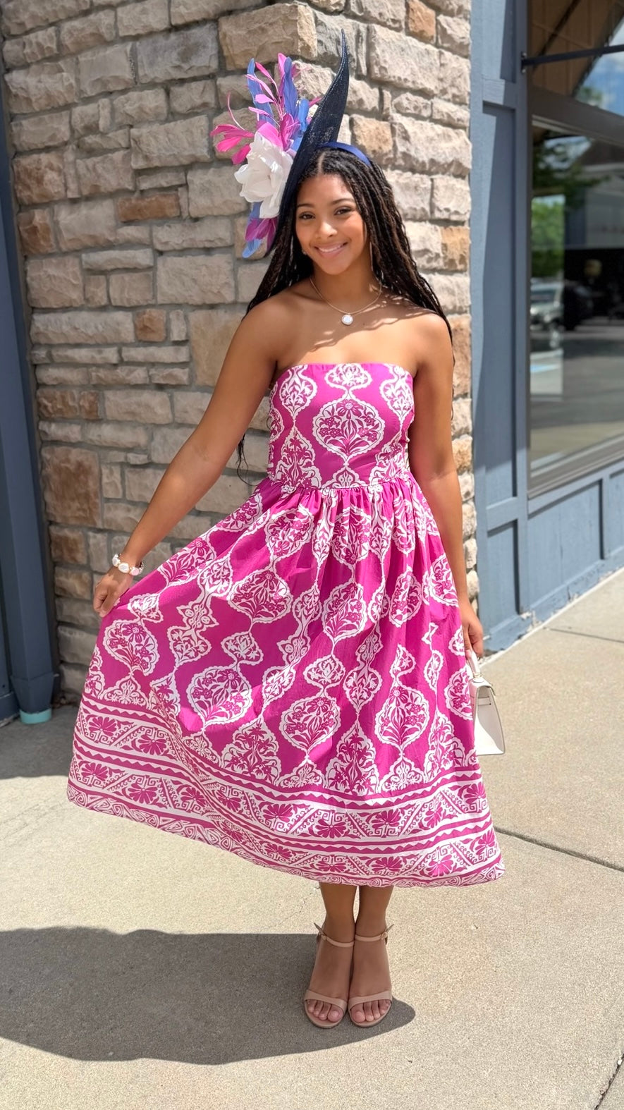 Lola Abstract Dress - Magenta