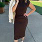 Michael Stars Iolanda Mock Neck Midi Dress - Java