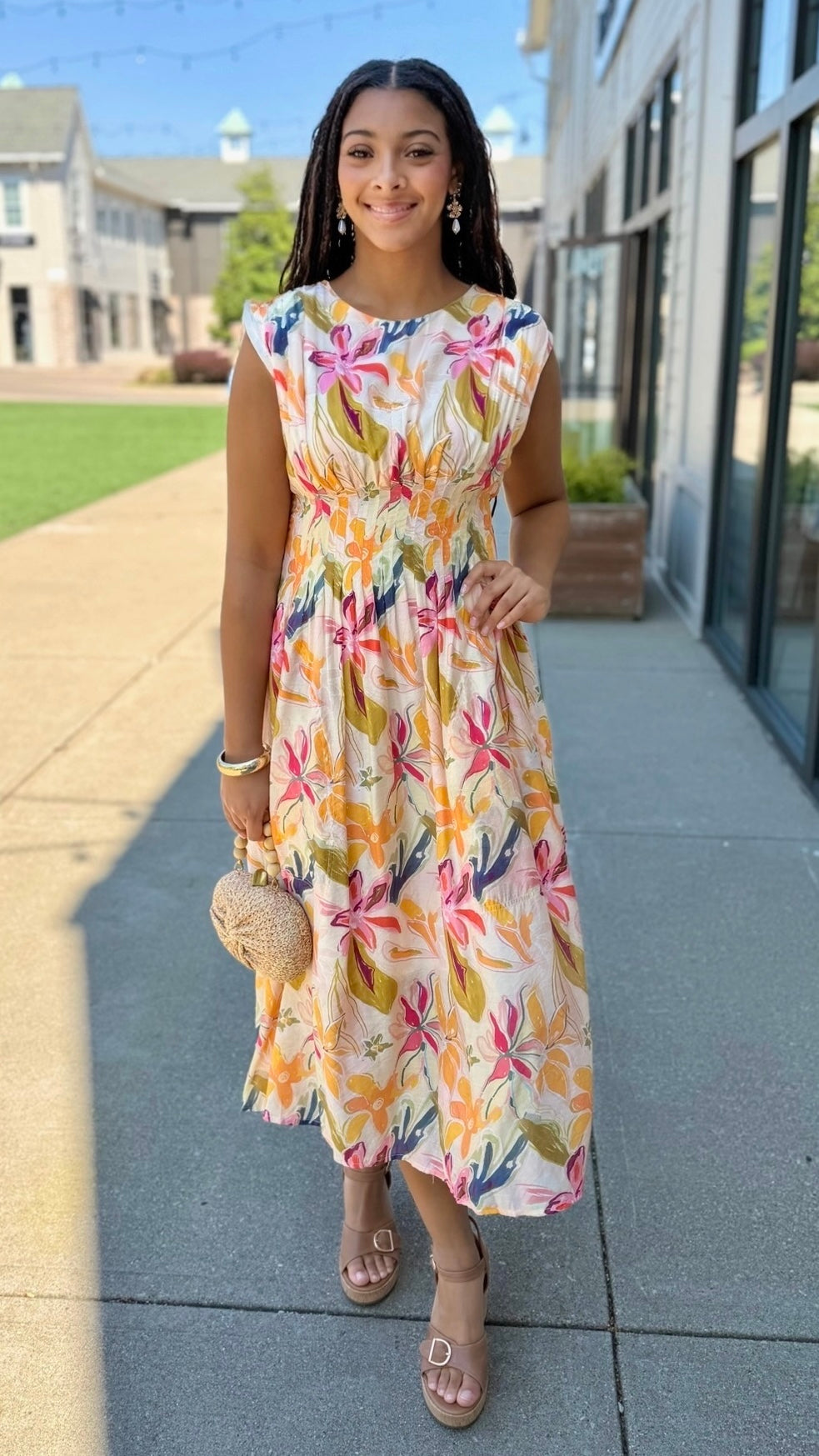 Helena Midi Dress - Tangerine Mix