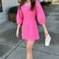 Annie Scoop Neck Linen Mini Dress - Pink