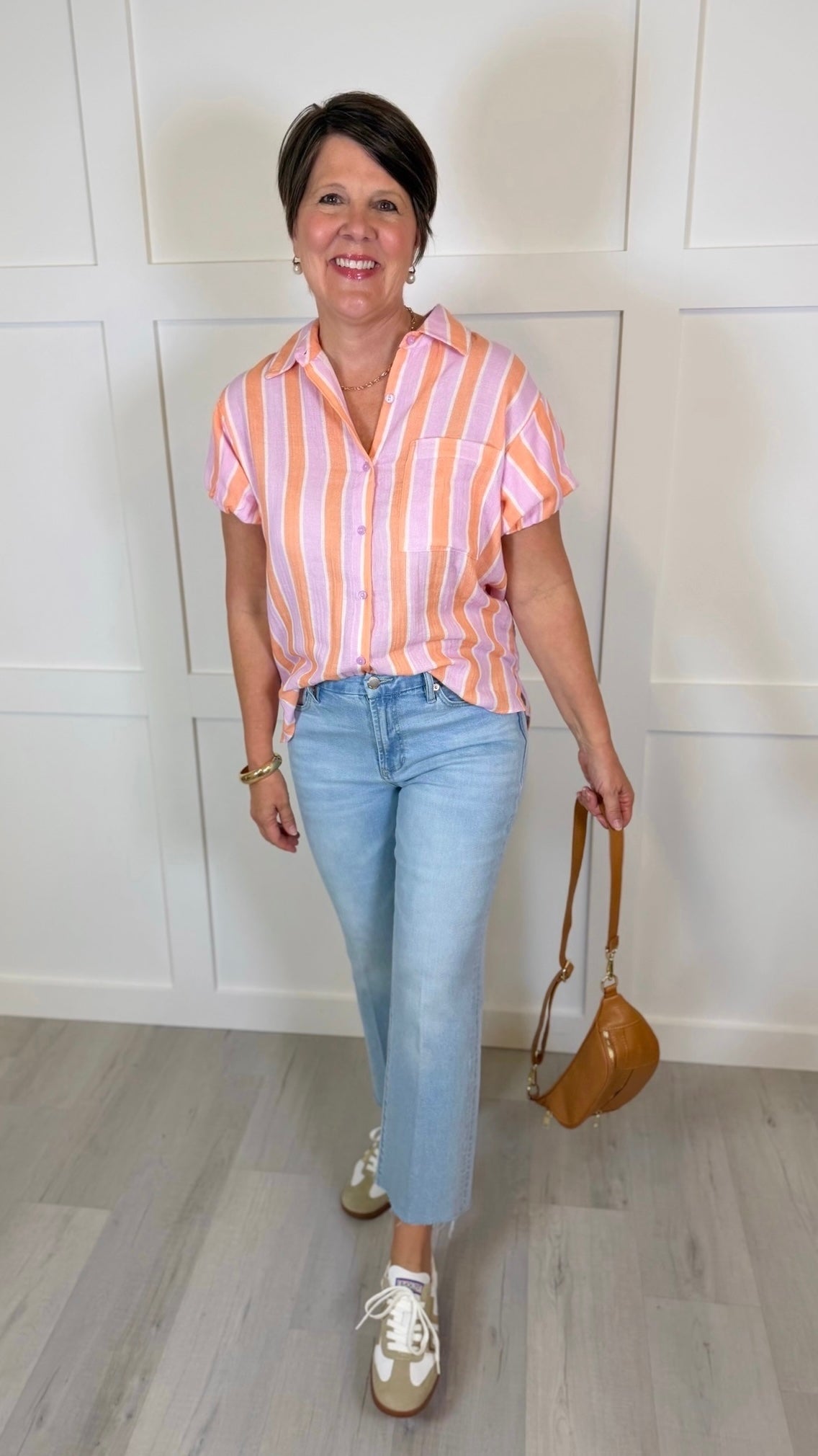 Ivy Jane Striped Stella Shirt - Tangerine
