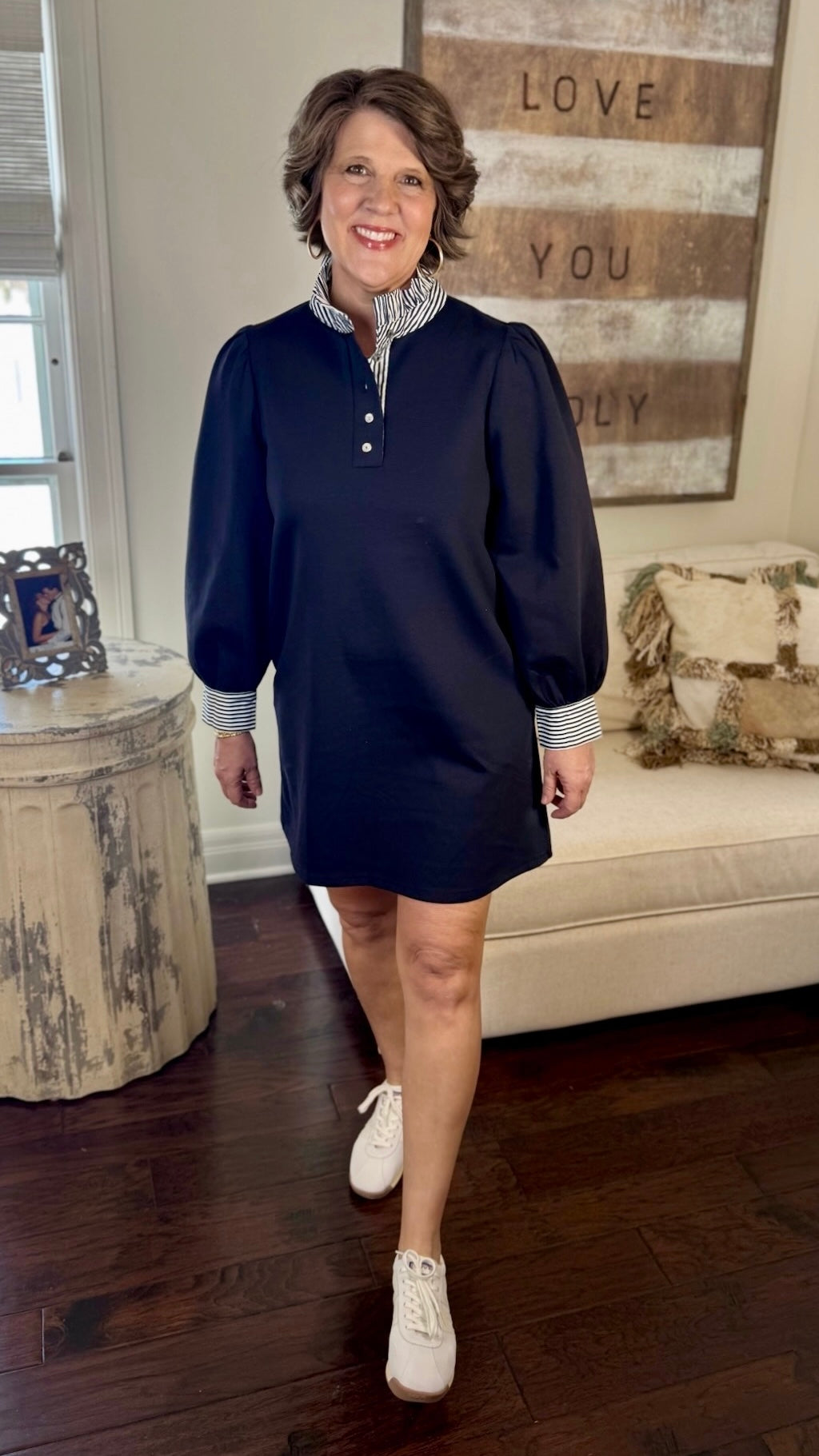 Julianna Long Sleeve Dress - Navy