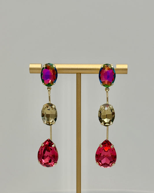 Fuchsia 3-Tier Drop Earrings
