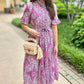 Ivy Jane Lilac Paisley Ruffle Collar Tie Waist Midi Dress
