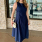 Daniella Linen Midi Dress - Navy