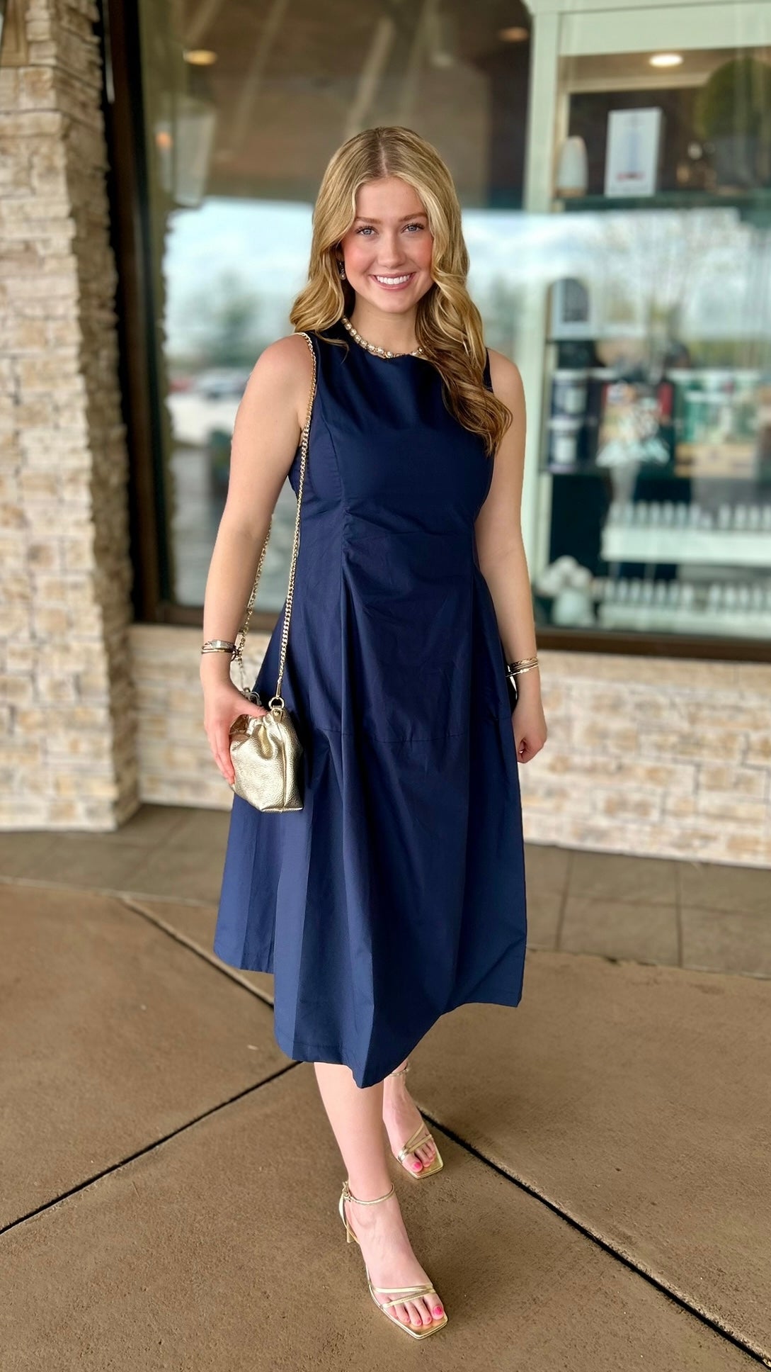 Daniella Linen Midi Dress - Navy