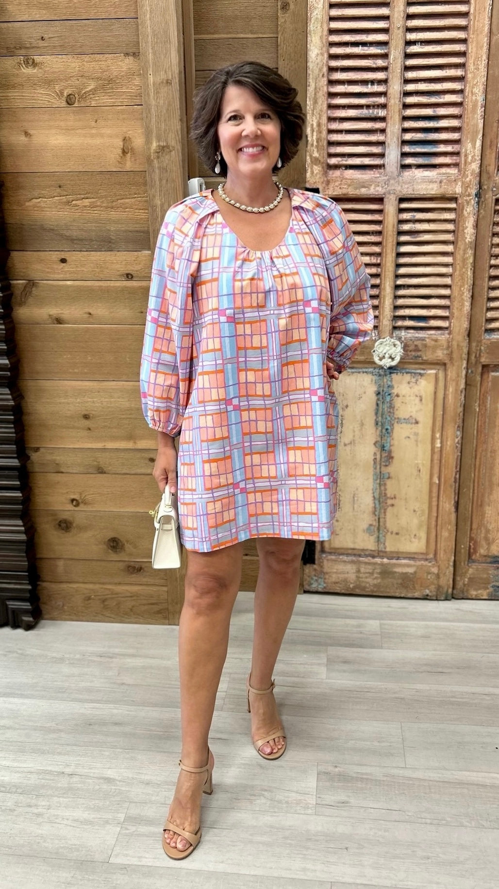 Uncle Frank Big Roses Dress - Plaid