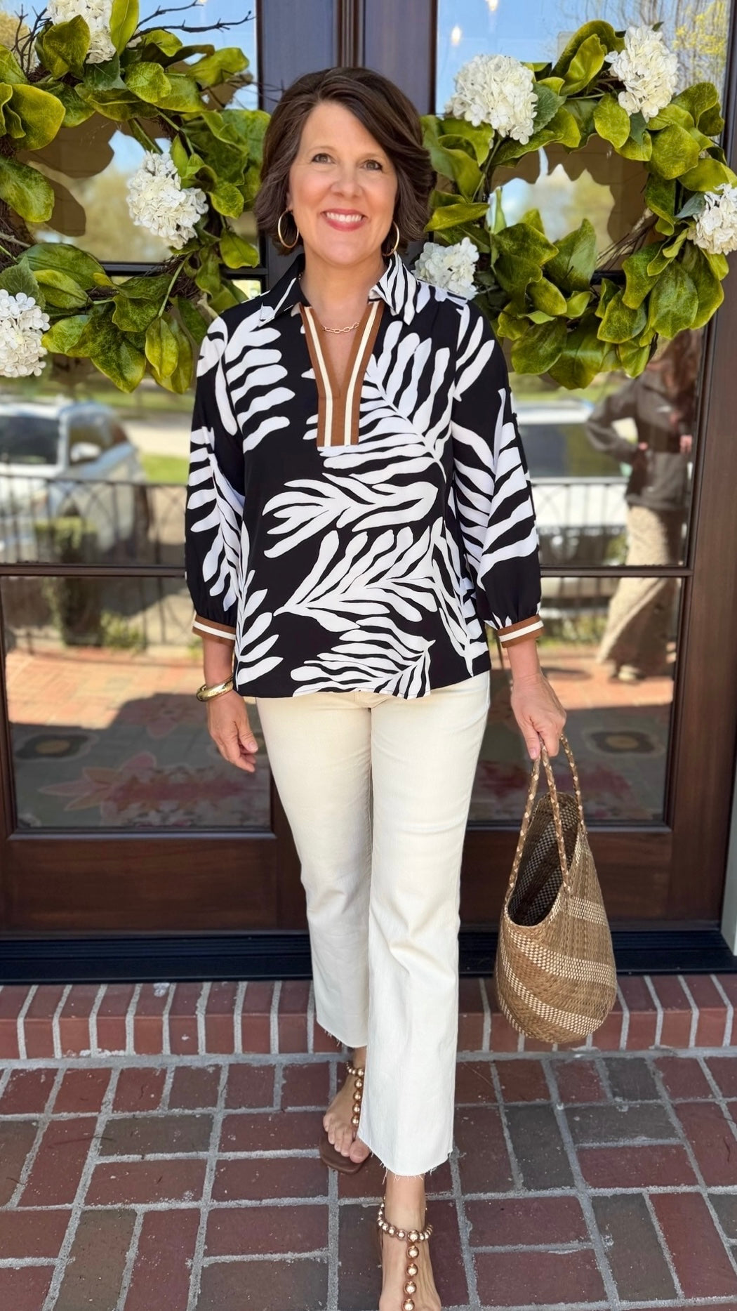 Megan Palm Tree Top - Black