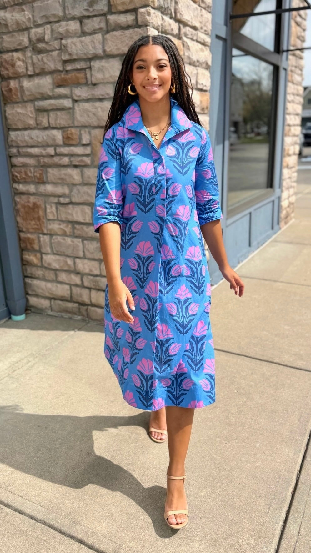 Katherine Swing Shift Dress - Sky