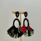 Fabric Fan Earrings - Black