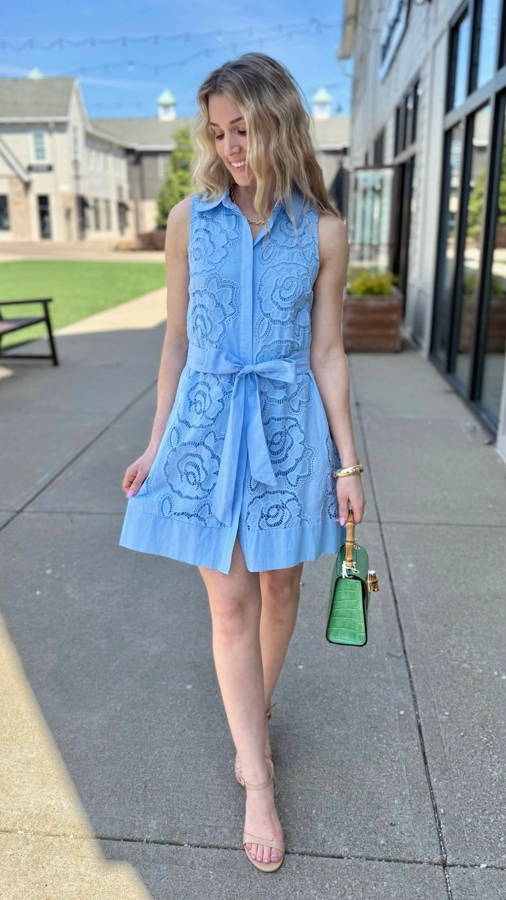 Rose Lace Dress - Light Blue