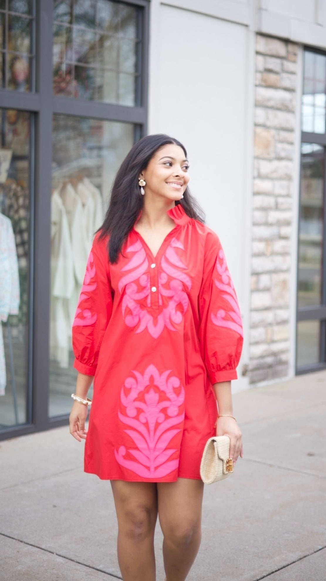 Clarissa Dress - Red & Pink