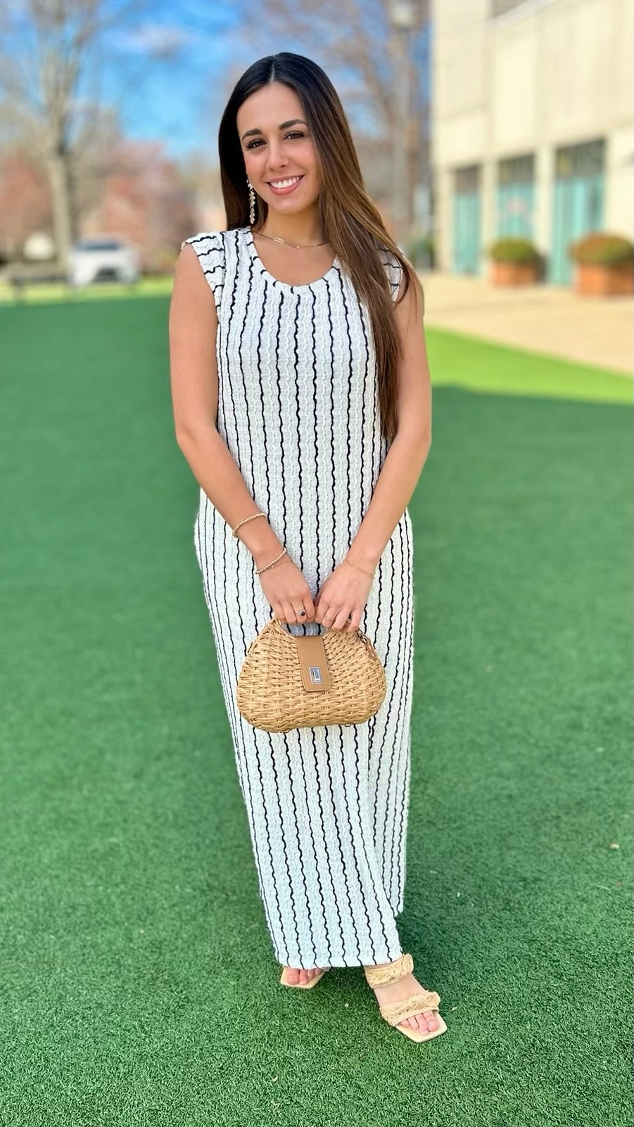 Squiggle Stripe Dress - Black/Ivory