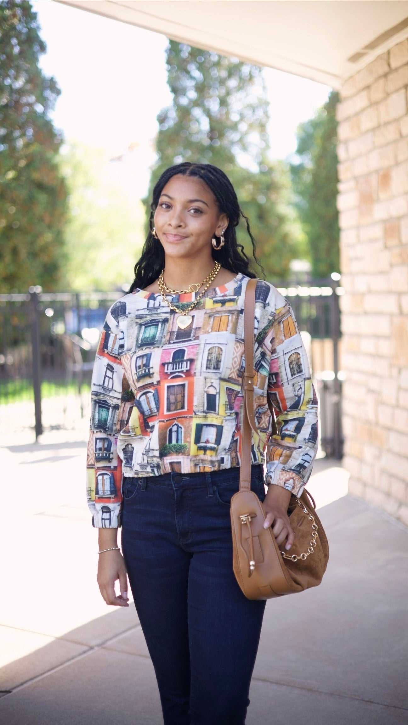 Ivy Jane Popover Novelty Knit Top - Windows