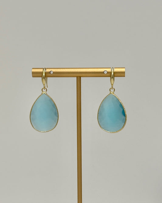 Blue/Gold Teardrop Earrings