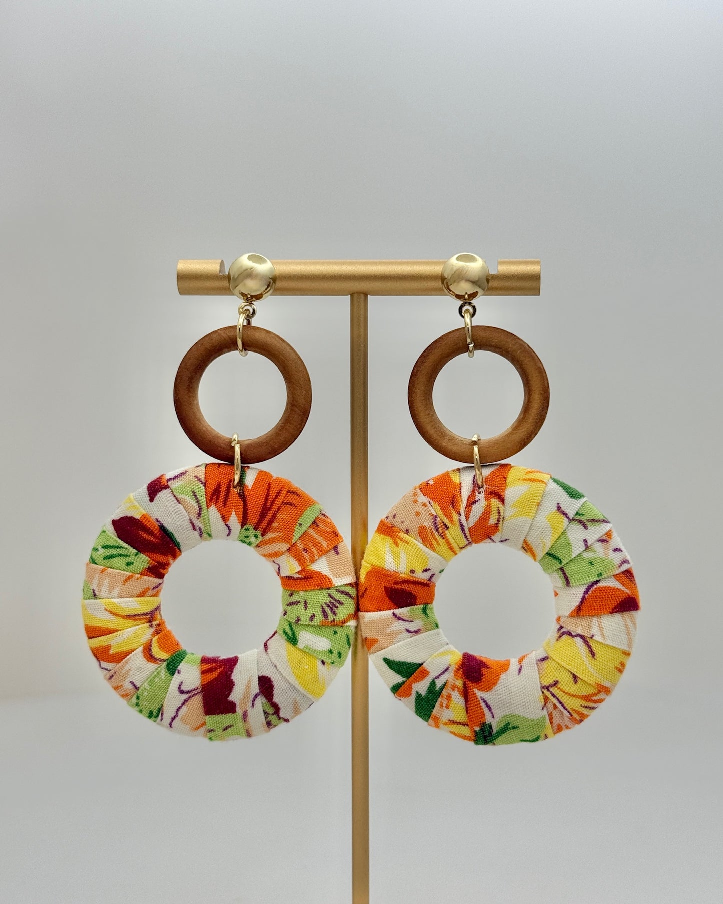 Fabric Wrapped Earring - Orange