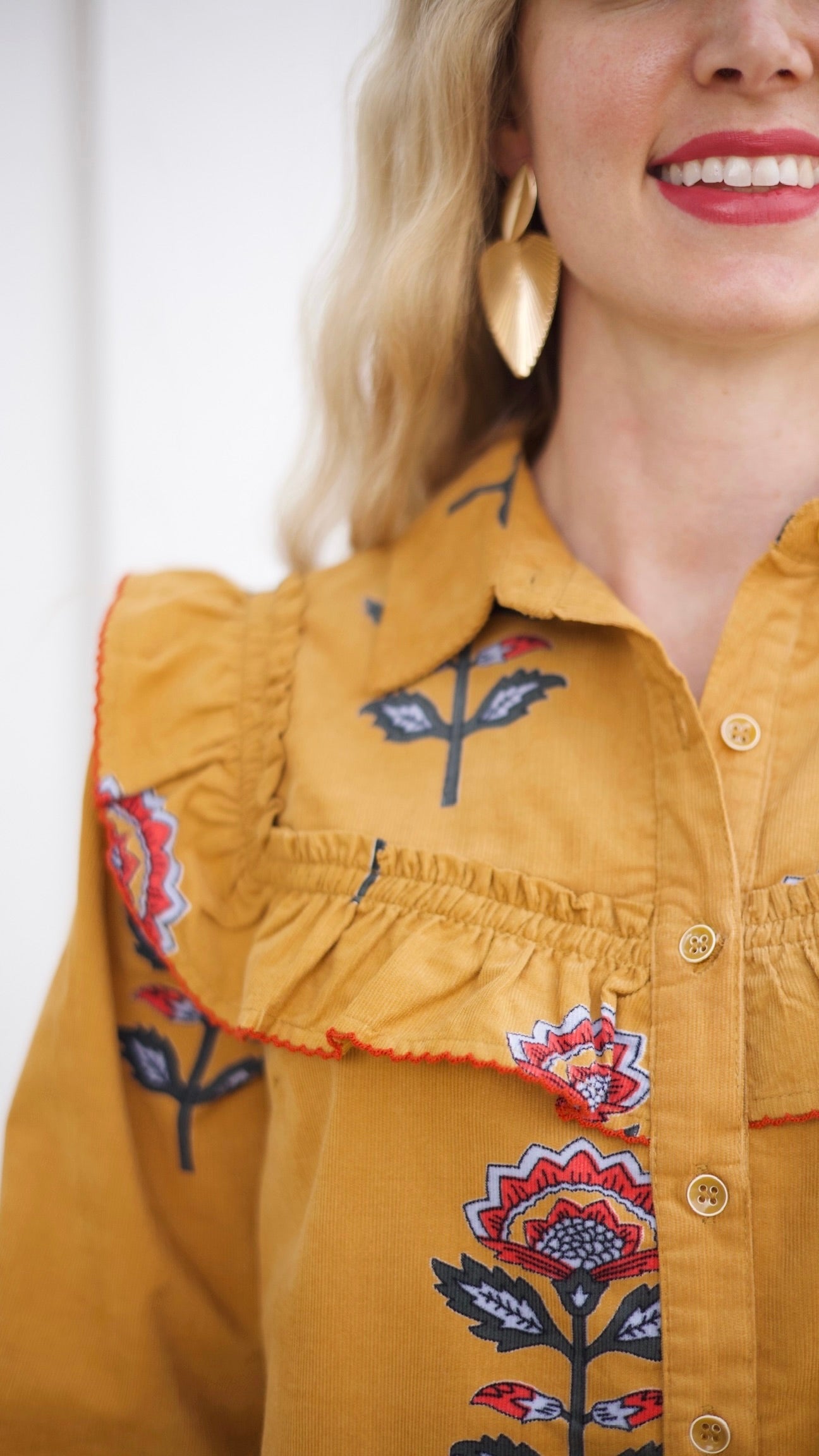 Ivy Jane Ruffled Yoka Shirt Dress - Gold