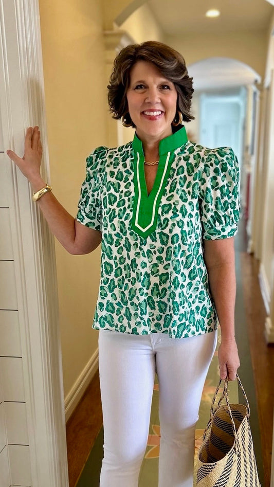 Emmy Animal Print Top - Green