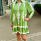 Abstract Floral Dress - Green