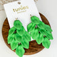 Color Coated Petal Fringe Earrings - Green