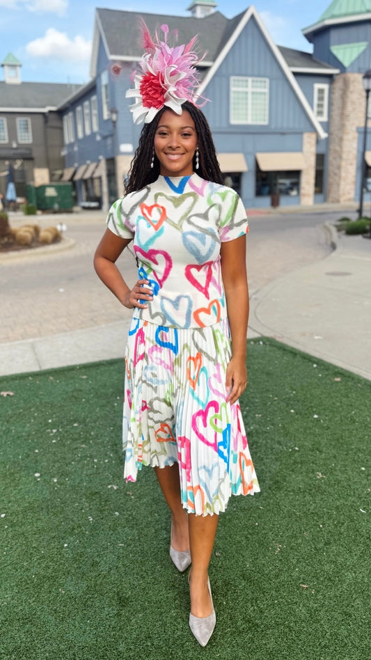 Ava Hearts 3D Honeycomb Top - White