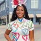 Ava Hearts 3D Honeycomb Top - White
