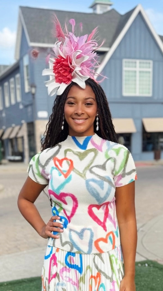 Ava Hearts 3D Honeycomb Top - White