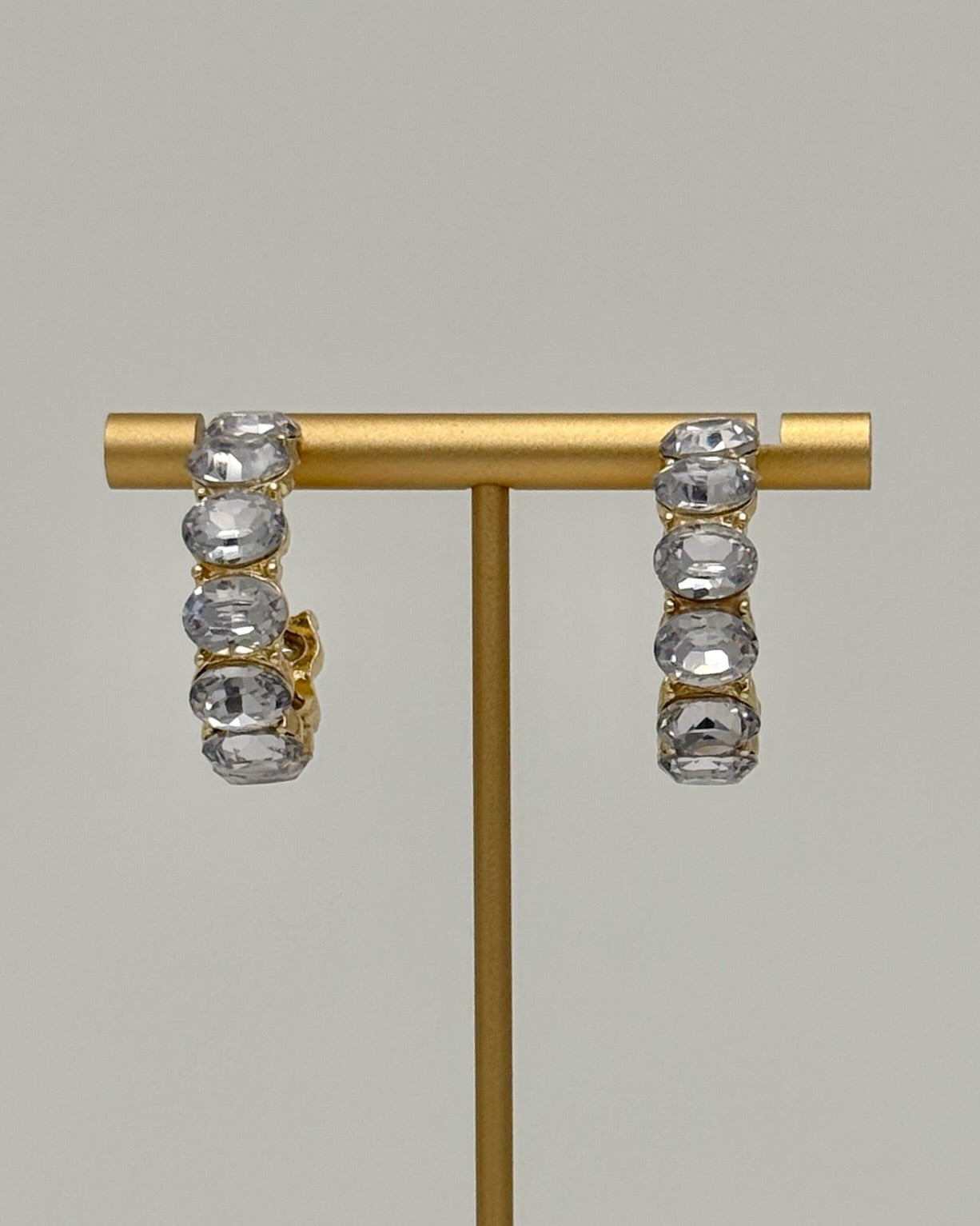 Small Gold Crystal Hoop Earrings - Diamond