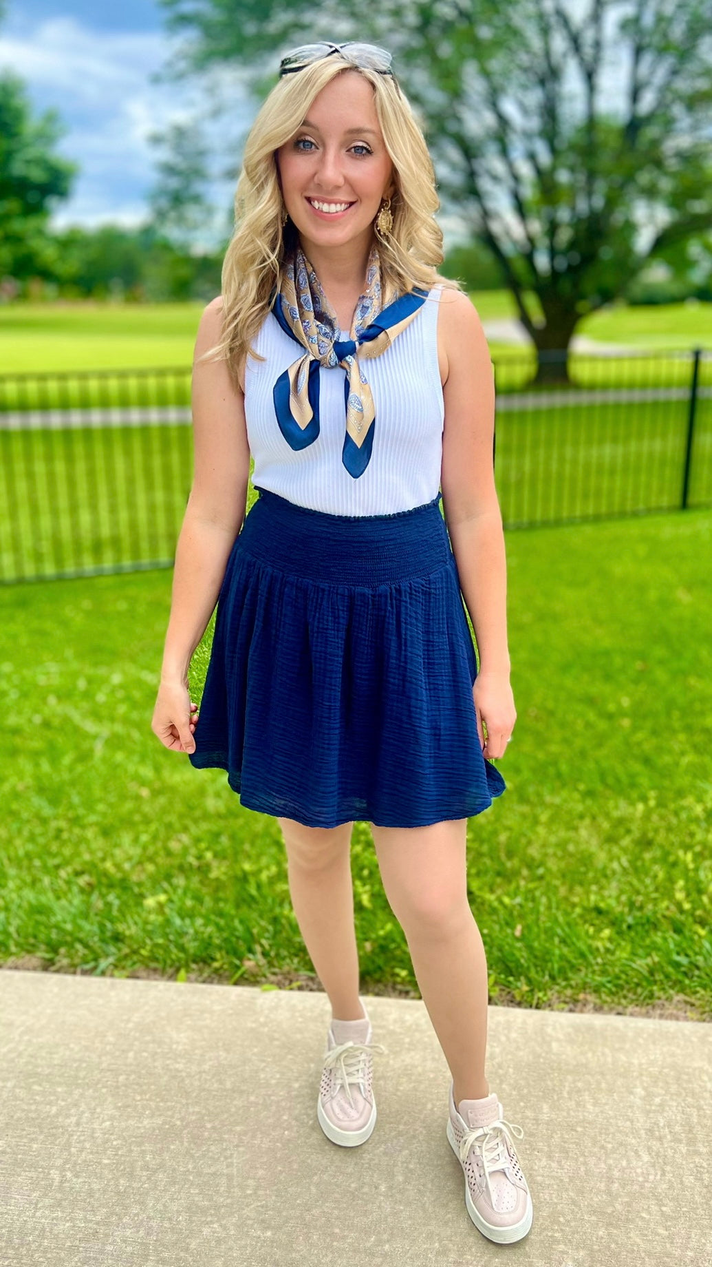 Michael Stars Havana Smocked Mini Skirt - Navy