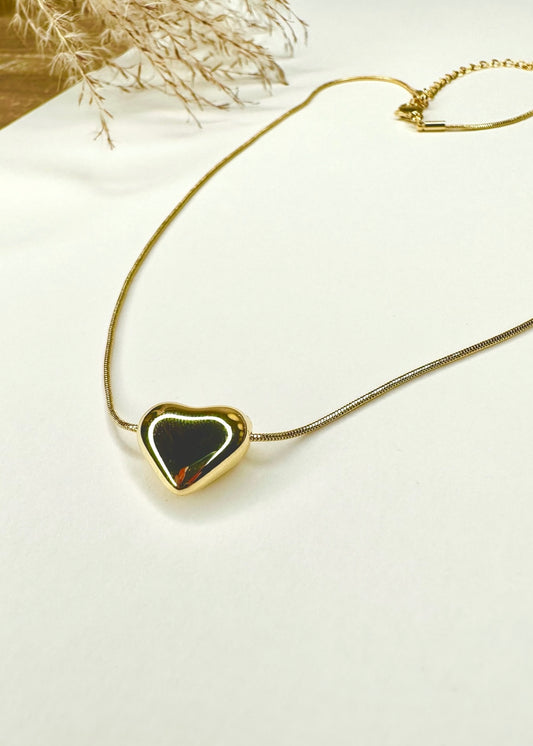 Gold Heart Snake Chain Necklace
