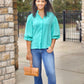 Sarah Button Up Blouse - Emerald