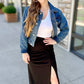 Bobi Shiloh Shirred High Slit Skirt - Black