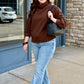 Coco Brown Mock Neck Pullover