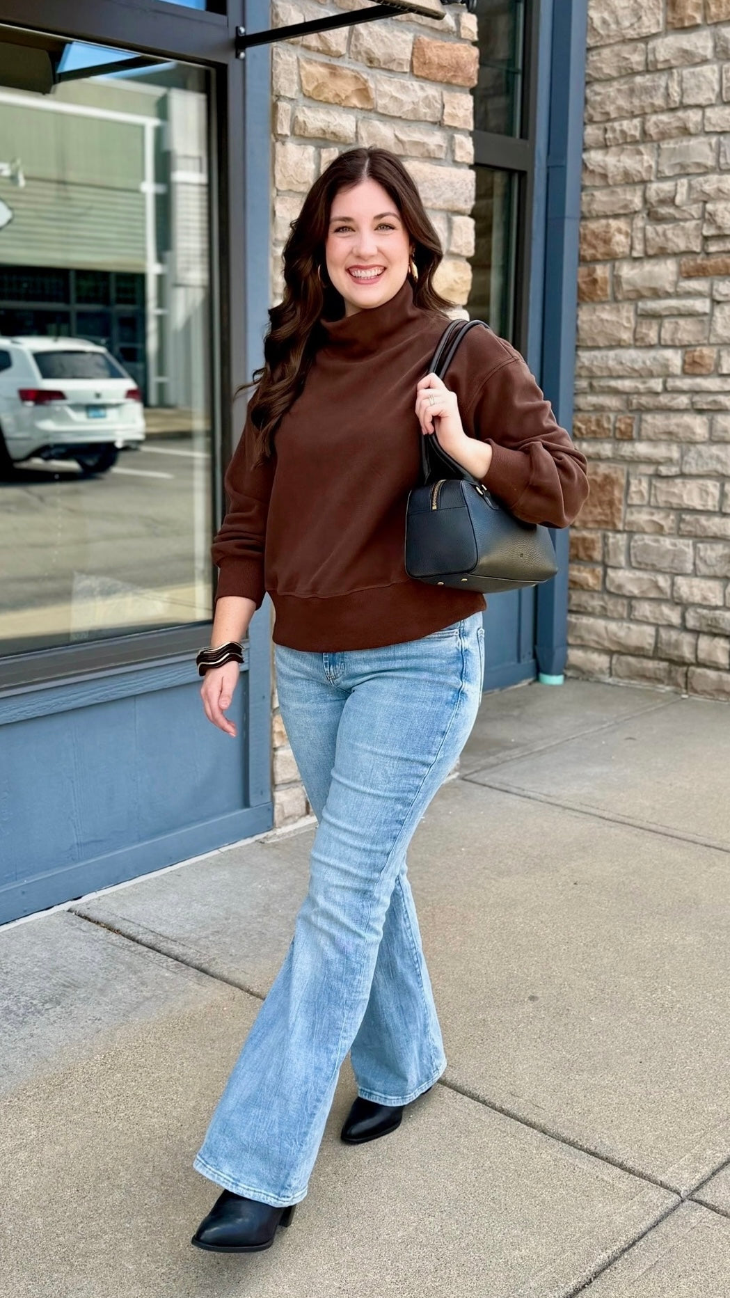 Coco Brown Mock Neck Pullover