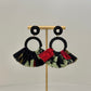 Fabric Fan Earrings - Black