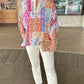Dolman Sleeve Mixed Print Top - Blue