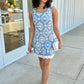 Cassie Floral Crochet Overlay Dress - Blue