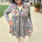 Johnny Was Quinn Cozy Tiered Hoodie - Grey
