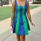 Madison Color Block Mini Dress - Blue/Green