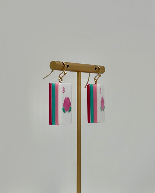 Flower Mahjong Tile Earrings