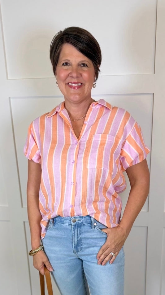 Ivy Jane Striped Stella Shirt - Tangerine