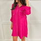 Evelynn Embroidered Button Down Dress - Fuchsia