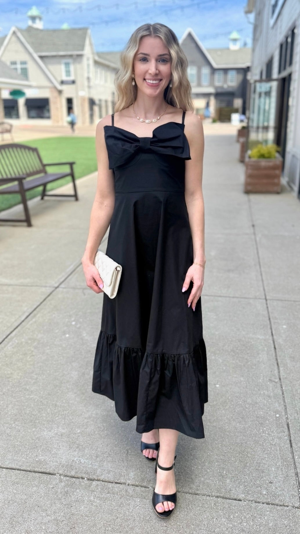 Millie Bow Midi Dress - Black
