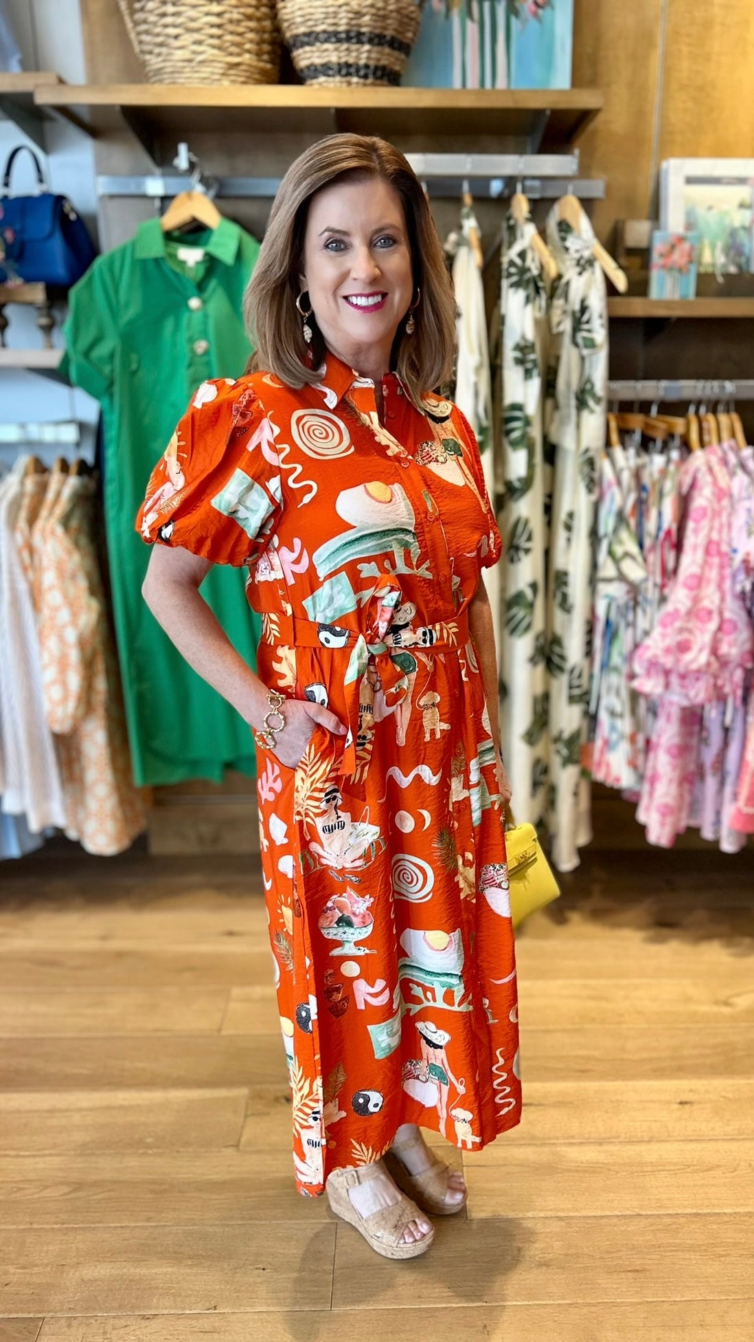 Maya Beach Belted Dress - Orange