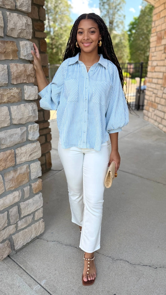 Camille Striped Top - Blue