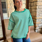 GREEN & WHITE STRIPE TOP