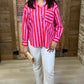 Louise Button Up Top - Red/Pink